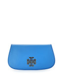 Britten Leather Flap Clutch Bag, Blue Dusk