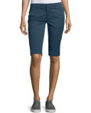 Side-Buckle Bermuda Shorts, Slate Blue