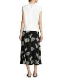 Carissa Pressed Peonies Maxi Skirt, Multi Pattern