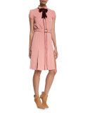 Carie Bow-Neck Belted Shirtdress