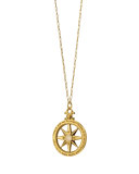 18K Gold Diamond Compass Charm Necklace