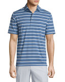 Vista Cay Striped Short-Sleeve Jersey Polo Shirt, Blue