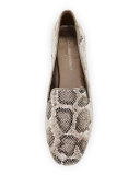 Hazel Snake-Print Leather Loafer, Taupe