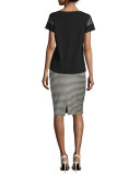 V-Neck Sweater with Sheer Insets, Black