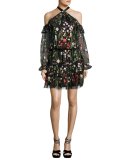 Adeline Embroidered Garden Dress, Black