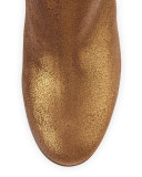 Metallic Suede 70mm Ankle Boot, Bronze