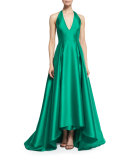 Satin Halter Ball Gown, Emerald