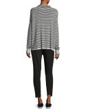 Lightweight Striped Funnel-Neck Top 