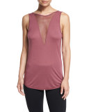 Warm Up Mesh-Inset Tank Top, Grenache
