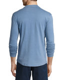 Miles Long-Sleeve Polo Shirt, Deepest Blue