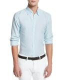 Linen Woven Sport Shirt, Aqua