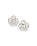 Diamond Pansy Flower Earrings in 18K White Gold
