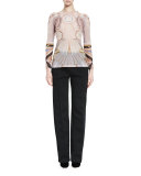 Flat-Front Slim-Leg Pants, Black