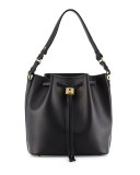 Sansy Leather Bucket Bag, Nero