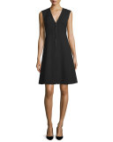 Emna Sleeveless Zip-Front Dress, Black