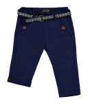 Belted Straight-Leg Chino Pants, Blue, Size 12-36 Months