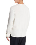 Raw-Edge Henley T-Shirt, White
