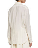 Big Sisea Striped Button-Front Blouse, Ivory