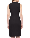 Sleeveless V-Keyhole Sheath Dress, Black/Moonstone