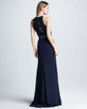 Sequined Cutout Embroidered Gown