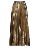 Metallic Accordion-Pleated Maxi Skirt