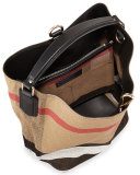 Ashby Check Medium Bucket Bag, Black