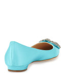 Hangisi Crystal-Buckle Satin Flat