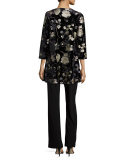 3/4-Sleeve Panne Velvet Tunic W/ Shimmer 