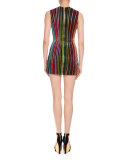 Beaded-Stripe Sleeveless Minidress