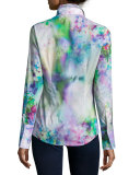 Katrina's Koi Pond Button-Front Shirt, Blue/White/Purple