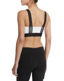 V-Neck Mesh-Shoulder Bra, Black/White 