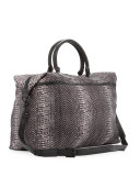 Snake-Print Expandable Weekender Bag, Blush Snake/Black