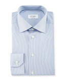 Contemporary-Fit Micro-Stripe Dress Shirt, White/Light Blue