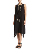 Sleeveless Cascading Dress, Black