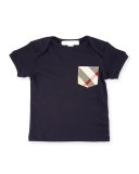 Callum Check-Pocket Jersey Tee, True Navy, Size 6M-3