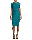 Ruffled-Sleeve Lace Dress, Bay