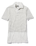 Engineered-Stripe Short-Sleeve Polo Shirt, Heathered White