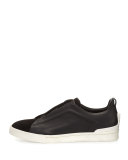 Couture Triple-Stitch Leather & Suede Low-Top Sneaker, Black