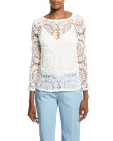 Nola Cotton Crochet Top, Ivory