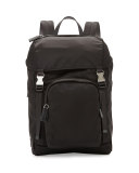 Men's Nylon Double-Buckle Backpack, Black