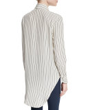 Nightingale Striped Long Shirt, Black/White