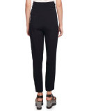 High-Waist Pencil-Leg Pants, Black
