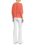 3/4-Sleeve Bateau-Neck Top, Persimmon
