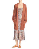Vintage Floral Shirred Silk Maxi Tank Dress, Natural