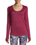 Wave Long-Sleeve Sport Top, Burgundy