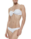 Antibes Scalloped Bandeau Swim Top, White