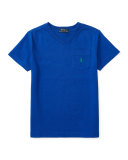 Cotton Jersey V-Neck Tee, Blue, Size 5-7