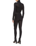 Full-Length Turtleneck Bodysuit, Black