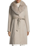Long Belted Felt Coat, Stone