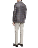 Plaid Two-Button Sport Coat, Brown/Blue